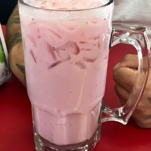 Agua de fresas! Strawberry drink!