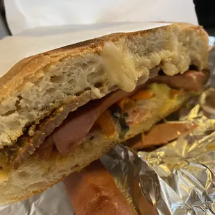 a ham and cheese sandwich