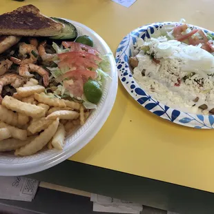 two plates of food on a table