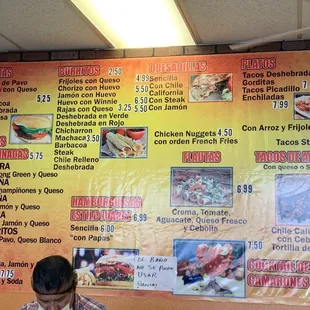 Menu with prices.