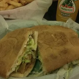 Torta de Milanesa and Jarritos de Mango