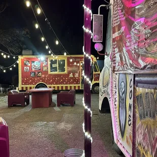 a food truck decorated with lights