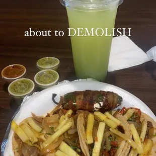 el pastor, jalapeño y piña aqua fresca