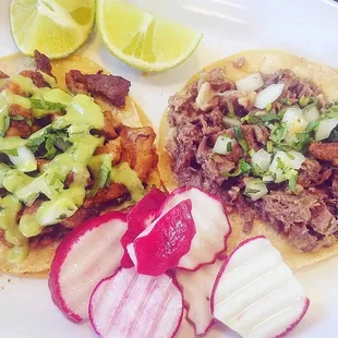 Adobada and pierna tacos. 4 stars