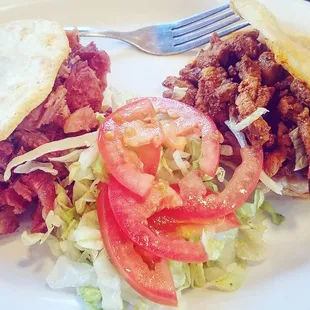 Carnitas gorditas left, 4.5 stars. Al pastor gorditas right, 4 stars.