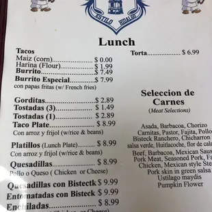 menu
