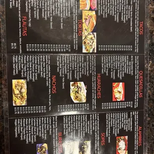 Menu near the register