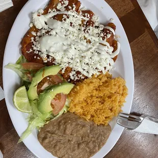 Enchiladas (Rojas o Verdes), 2/10.