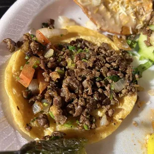 Sorry! we were so hungry &amp; forgot to take pictures. This was the Mini Asada Tacos a La Mexicana.  5 mini tacos w/a chalupa (small tostada).