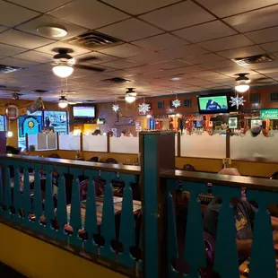 View of the dining space from the upper level