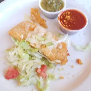 Tamale side of green and red chile