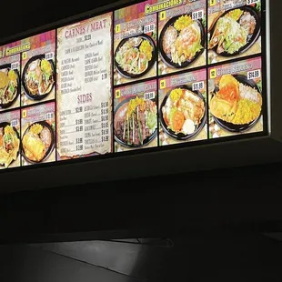 a menu on the wall