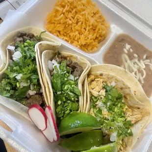 Steak and chicken tacos