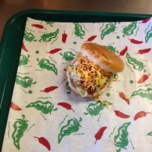 a sandwich on a tray