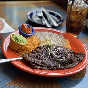 Carne Asada Plate and a coke.