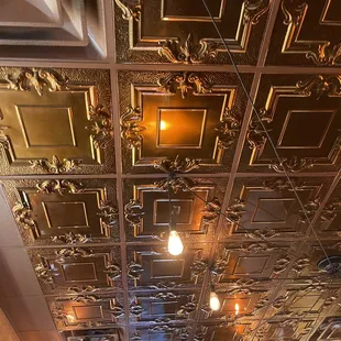 the ceiling of a restaurant