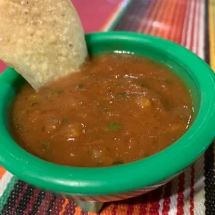 The hot salsa from the kitchen. Ask for it.