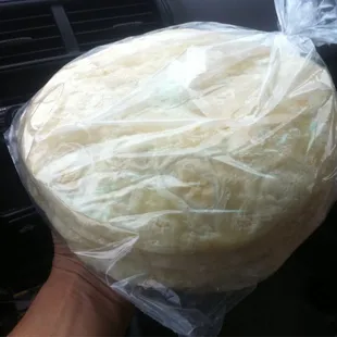 Fresh soft flour tortillas made at this place