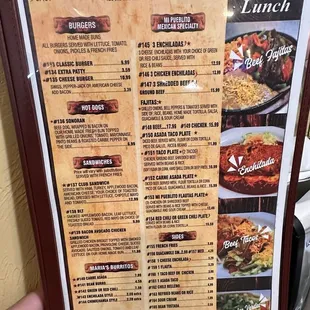 Lunch menu