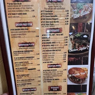 Kids menu
