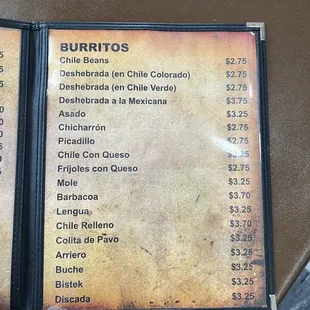 menu