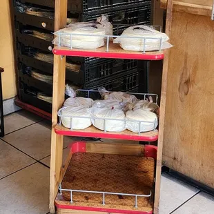 Corn tortillas. Also sell whole weat tortillas by the dozen!!