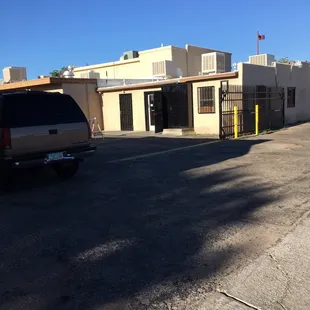 a car parked in front of a building