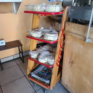 a cart of tortillas