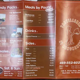 menu and prices