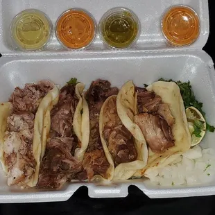 tortillas in a styrofoam container