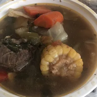 Sopa de res is great. It comes with rice and tortillas