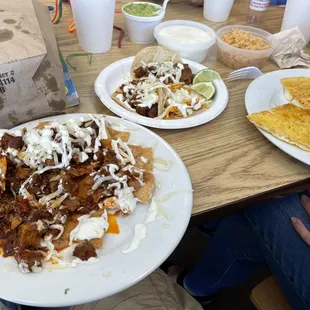 two plates of food on a table