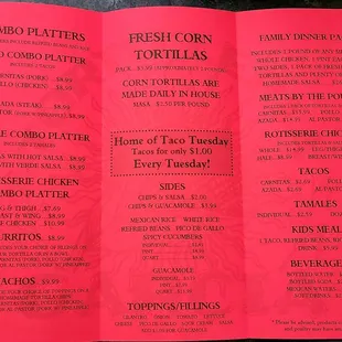 Menu inside