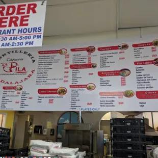 a menu for a restaurant