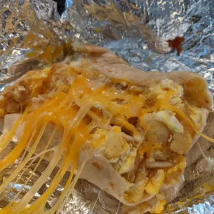 Egg, potato, and cheese breakfast taco