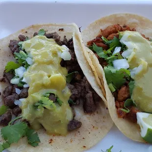 Asada and pork tacos