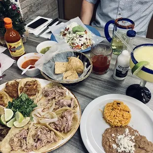 Awesome Tacos Callejeros and Huarache with Mango Margarita &amp; Michelada