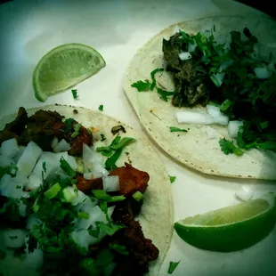Barbacoa (left) &amp; Al Pastor (right) tacos