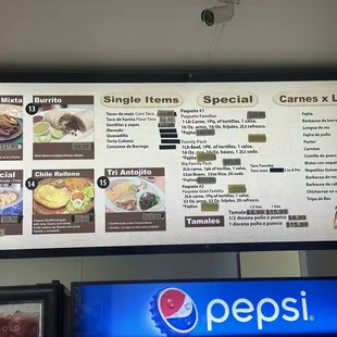 Food Menu/ updated prices