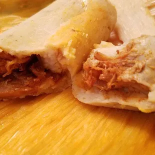 Well seasoned. Not small like some places that serve appetizer size tamales. These are good!