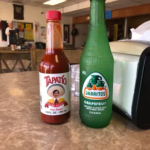 a bottle and a toaster