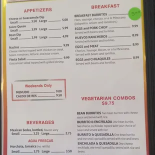 menu