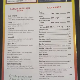 menu