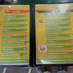 menu