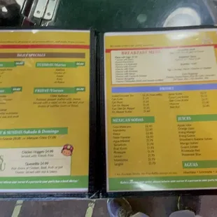 menu