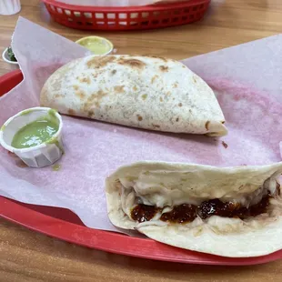 Bean and cheese + green pork &amp; potato