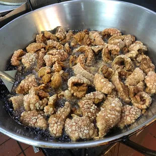 a frying pan of food