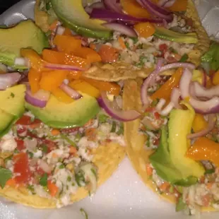 Sabrosas. Tostadas. DE ceviche.:-) :-) :-)! :-)!! :-)! :-) :-) :-)