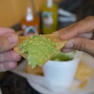 Delicious fresh Guac and tortilla chips