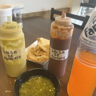 Green Salsa- Loads of Flavor! Red salsa- RED=Hot! Green in dish- Delicious!